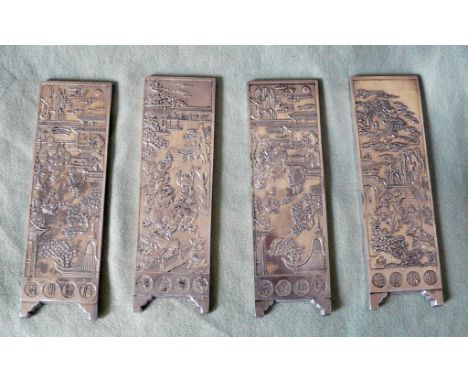 CHINESE SCROLL WEIGHTS WITH CHARACTER MARKS (990 SILVER) TESTED AS SILVER, APPROX. 870g