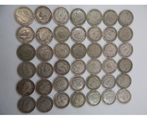 42  HALF CROWNS MANY SILVER GEORGE V