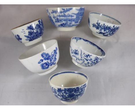 6 WORCESTER AND OTHER TEA BOWLS, JOHN PINNICK COLLECTION