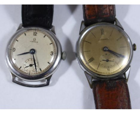 VINTAGE OMEGA STAINLESS STEEL GENTS WRIST WATCH AND A JUNGHANS DITTO