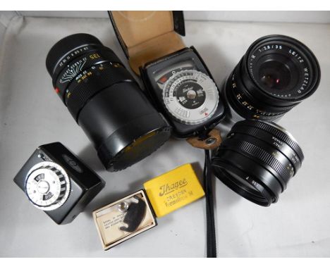 PHOTOGRAPHIC INTEREST : LEITZ CANADA ELMARIT-R 1.28/135 2966108, ELMARIT-R 1.28/35 2960051, FOR LEICA R ONLY SUMMICRON R 1.2/