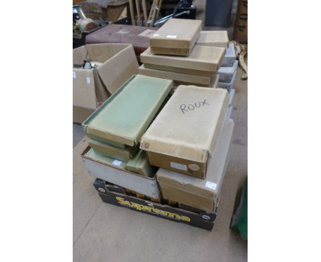 Assorted French vintage haberdashery button boxes