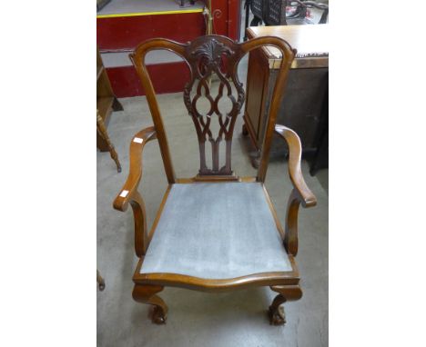 A Chippendale Revival mahogany carver chair