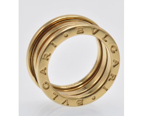 An 18ct gold Bvlgari B.zero1 ring. The ring formed in the famous Roman inspired architectural design. Fully marked 51, Made i