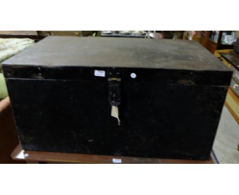 Steel cabin trunk, rectangular, with latch, 3ft w x 90”h 