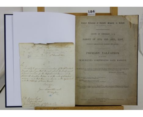 Griffith Valuations of the Baronies of Carrick-On-Suir, Cloghneed & Clonmel.  1850.  With interesting manuscript letter re Li