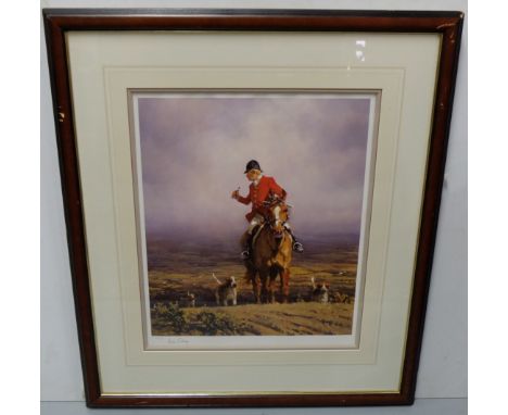 Limited Edition Colour Print by Peter Curling (signed in pencil), 286/450, “Master of the Hounds”, in mahogany frame