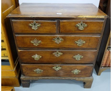 Georgian Mahogany Chest of Drawers, two short drawers over 3 long drawers, on bracket feet (moulding missing to top right), 3
