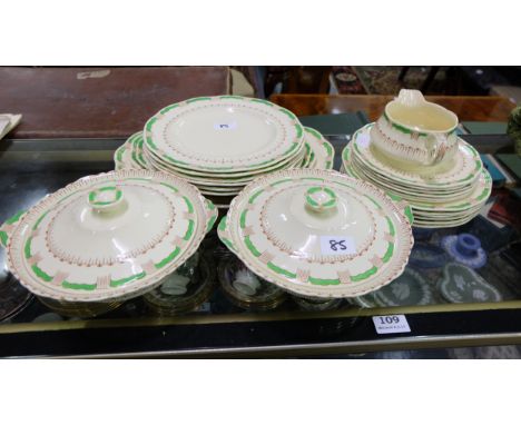 24 piece Alfred Meakin part dinner service (green borders) and group various china plates, teapot etc 