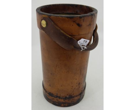 Leather Ammunition Bucket/Stick Stand, with carrying handle, 16”h x 9” dia