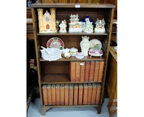 Open Mahogany Floor Bookcase with 3 adjustable shelves, on bracket feet, 29”w x 9”d x 50”h