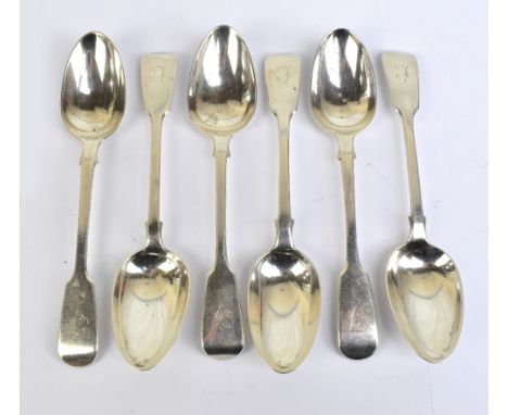 GEORGE ADAMS (CHAWNER &amp; CO); a matched set of six Victorian hallmarked silver Fiddle pattern cutlery, length 18cm, approx