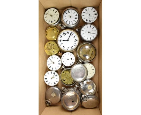 A collection of pocket watch movements and cases, to include silver examples, a silver pair cased movement marked Sims &amp; 