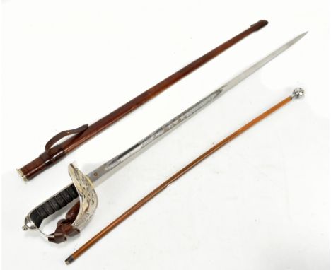 A George VI Cavalry Officer's dress sword by JR Gaunt &amp; Son, with etched detail and no.18447 to blade back, length of bla