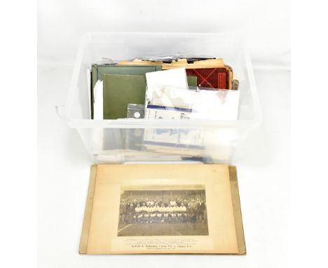 An interesting collection of football ephemera including Bradford FC 1954-55 season ticket number 267, photograph of Sheffiel