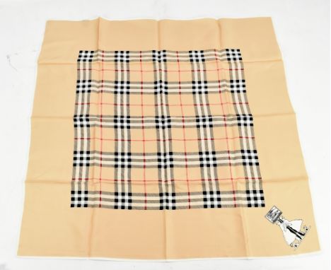 BURBERRY; a vintage classic check silk square scarf, 75 x 75cm.