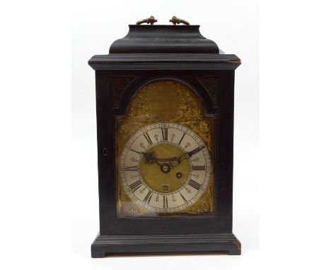 ROBERT SAINSBURY OF CHIPPINGHAM; a late 18th century ebonised bracket clock, the circular silvered chapter ring set with Arab
