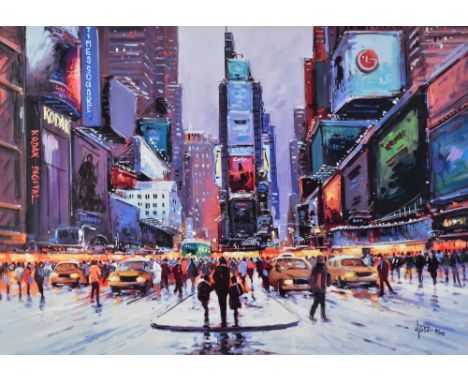 HENDERSON CISZ; a limited edition print 'Times Square at Twilight', no. 31/195, signed lower right, 40 x 55cm, framed. (D)Add