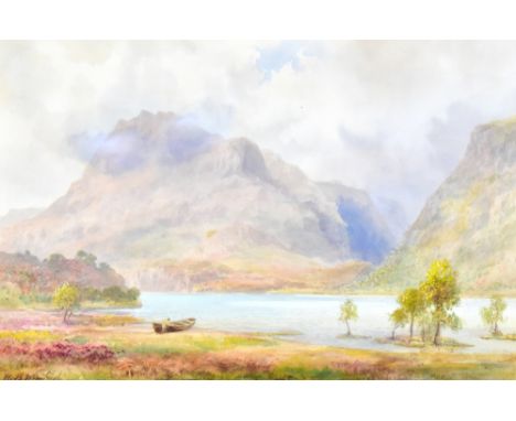 ATTRIBUTED TO HENRY BOWSER WINBUSH; watercolour, highland loch with single figure launching boat to foreground, signed lower 