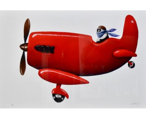 MACKENZIE THORPE (b.1956); a signed limited edition print on canvas 'Big Red', no.70/75, signed, 65.5 x 106.6cm, framed. (D)A
