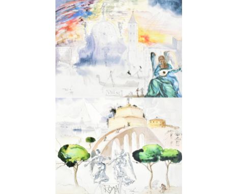 AFTER SALVADOR DALI; two limited edition coloured giclée prints, 'Rome, 1949' and 'Venice, 1949', both 10/800, with blind sta