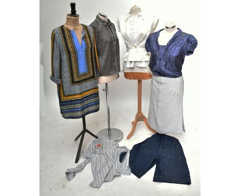 CHLOE; a pair of denim shorts, size US 8, a Vivienne Westward striped shirt, size 1, a Marc Jacobs blue silk blouse, size 6, 