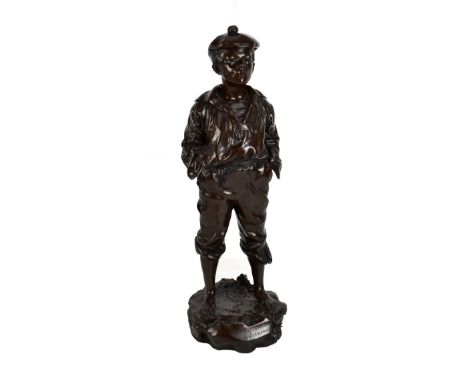 WACLAW BERNARD SZCZEBLEWSKI; a large bronze figure 'whistling cabin-boy' signed and with foundry stamp and numbered 5992 to t