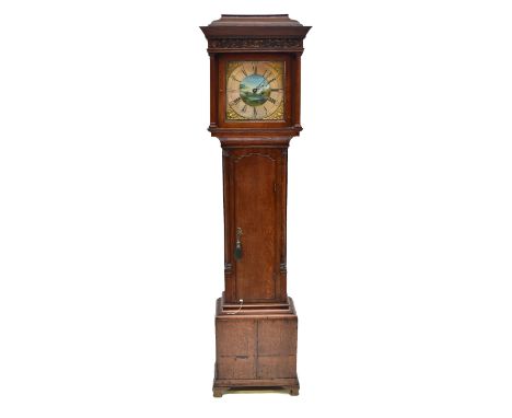 BENJAMIN BARLOW OF ASHTON; an oak cased thirty hour longcase clock, the silvered dial set with Roman and Arabic numerals outs