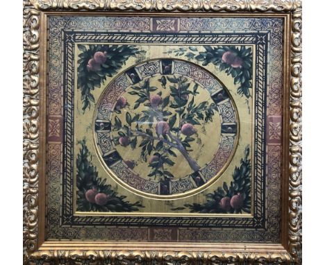 A contemporary floral print, 'Golden Medallion', within an elaborate frame, the image 66 x 66cm, framed and glazed.