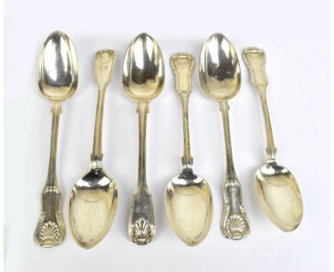 A pair of early 19th century silver Kings pattern tablespoons and two matched pairs of Queens pattern table spoons including 