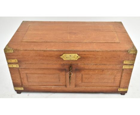 A late 19th/early 20th century Indian teak brass mounted campaign trunk, 75 x 41cm.