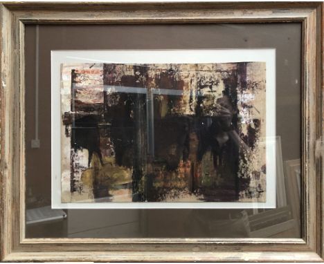 PUNNELL; oil on board, abstract, signed lower right, 37 x 56cm, together with a pencil signed limited edition print by Valery