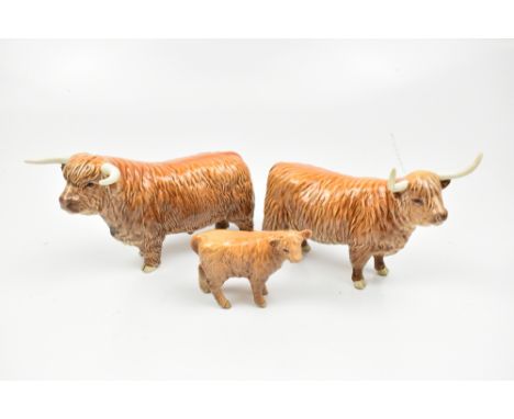 BESWICK; a Highland Cattle family comprising bull, heifer and calf (3).Additional InformationCrazed, bull with loose piece to