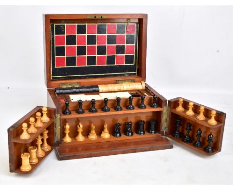 Games Box with Checkers / Draughts Circa 1830: Opens to a Chess Board