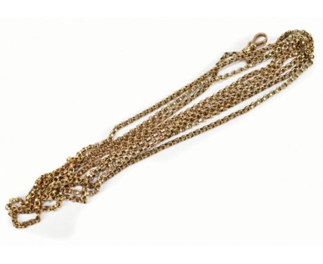 A 9ct yellow gold long guard chain, approx 26.6g.Additional InformationWe would be able to send this item with Royal Mail Spe
