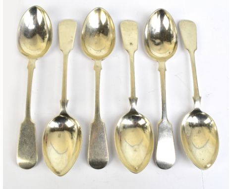 JOSIAH WILLIAMS &amp; CO; a set of Victorian hallmarked silver Fiddle pattern spoons, Exeter 1879, length 18.5cm, approx 9.85