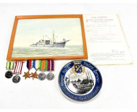 A WWII medal group of six awarded to MX97451 P. Leigh Wireman Royal Navy, comprising Naval General Service Medal with 'Minesw