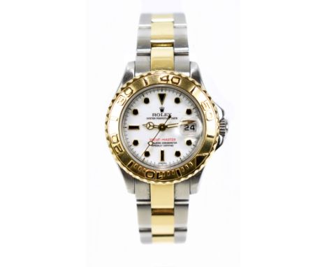 ROLEX; a lady's Yachtmaster Oyster Perceptual date wristwatch with bimetal bracelet, inner and outer boxes, ref:78733 and wit