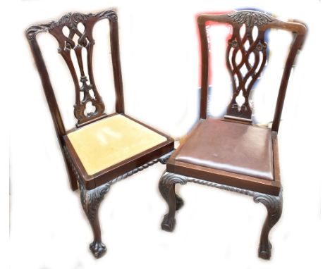 A matched set of nine mahogany Chippendale-style dining chairs for restoration (several af) (5+4) (9).Additional InformationS