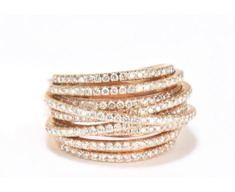 MESSIKA OF PARIS; an 18ct gold and diamond set 'Gatsby Meli Melo' step ring, size K, approx 12.4g.