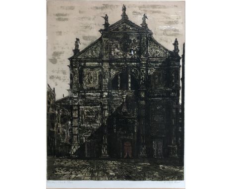 RICHARD BEER (1928-2017); pencil signed limited edition print 'Venetian Church' numbered 43-100, 63 x 46cm, framed and glazed
