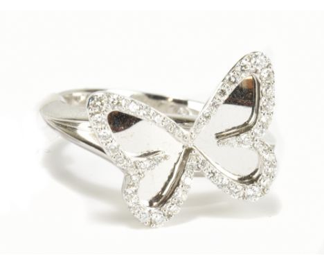 MESSIKA OF PARIS; an 18ct white gold and diamond butterfly ring, size M 1/2, approx 5.1g.