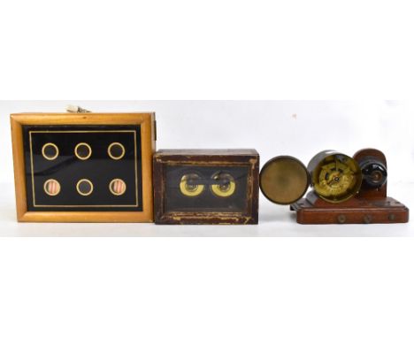 A six section room indicator, a Horstmanns patent time switch and late Victorian dual light switch (3).