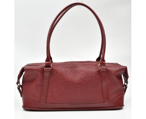 MULBERRY; a red Scotch grain leather vintage handbag with silver-tone hardware, textured leather, fully lined with Mulberry m