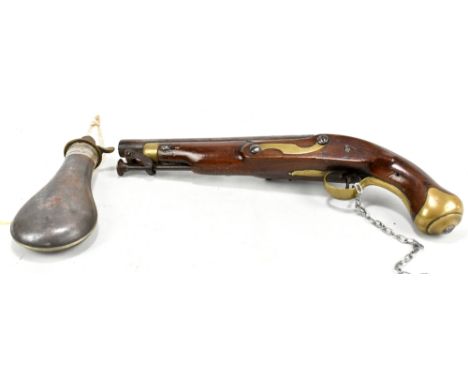 A 19th century flintlock pistol, the lock stamped 'Tower' and bearing crown cypher under GR, attached to a walnut stock stamp