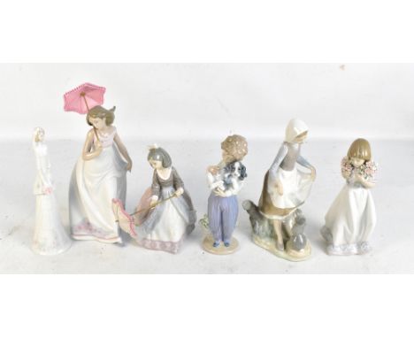 LLADRO; a collection of six figurines, to include 'Afternoon Promenade', 'Bridal Belle', etc, each fitted in boxes.Additional