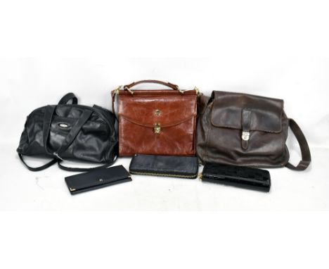 ENNY; a brown soft leather shoulder bag with silver accessories, an Enny black leather shoulder bag with hand and shoulder st