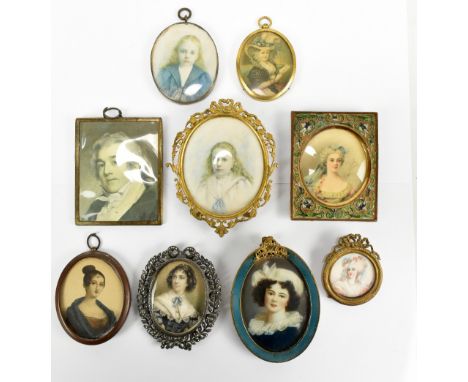 Five 19th century watercolour on ivory portrait miniatures including a portrait of Madame de Lamballe Marie Thérèse Louise of