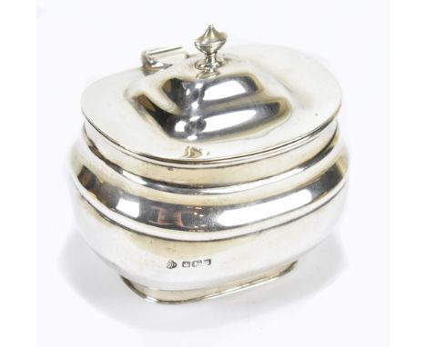 WILLIAM HUTTON &amp; SONS; a George V hallmarked silver tea caddy of plain form, Sheffield 1916, approx weight 4.6ozt/145g.Ad