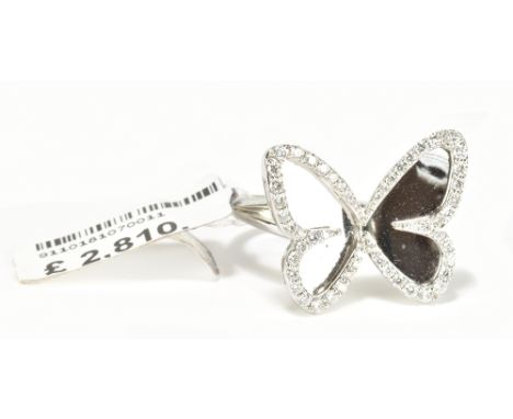 MESSIKA OF PARIS; an 18ct white gold and diamond butterfly ring, size M 1/2, approx 7.4g.